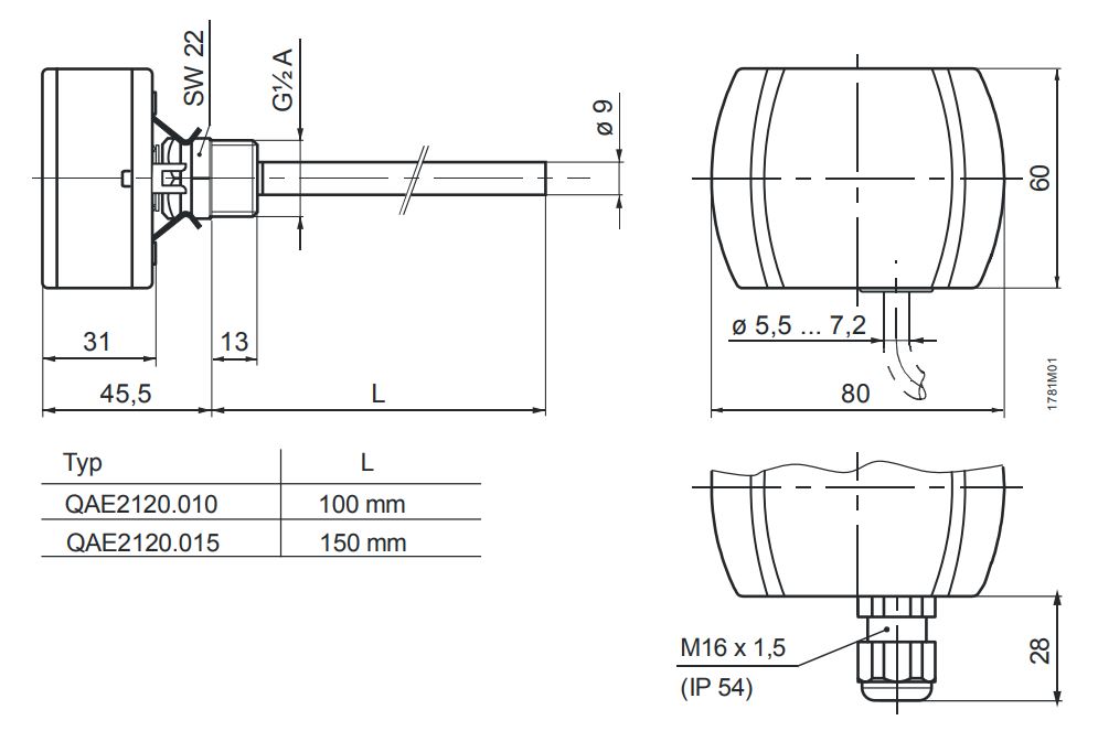 Размеры QAE2120.010