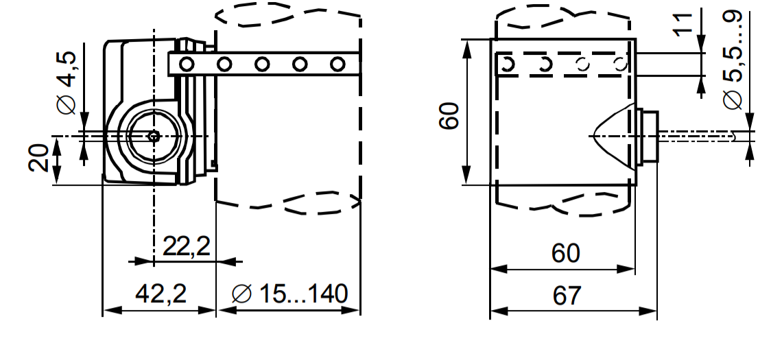 Размеры датчика QAD22