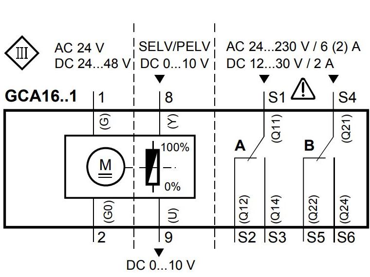 Привод Siemens GCA161.1E схема подключения