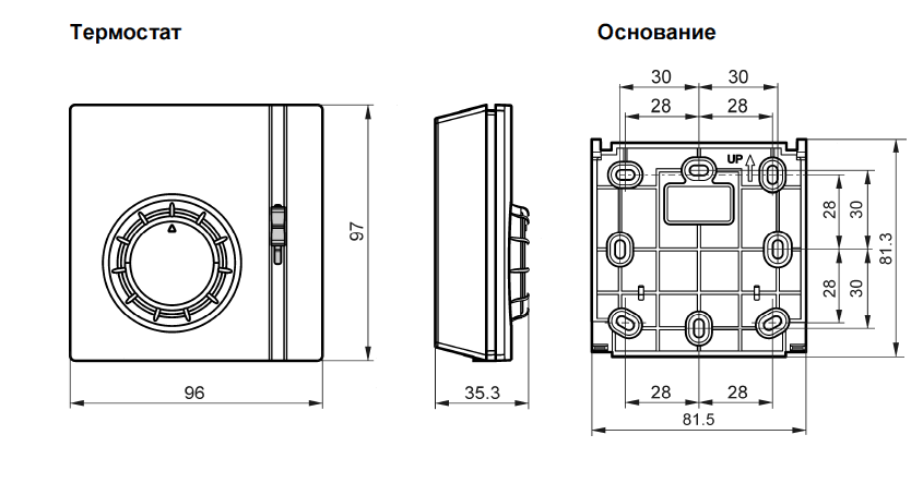 Размеры термостата RAA31