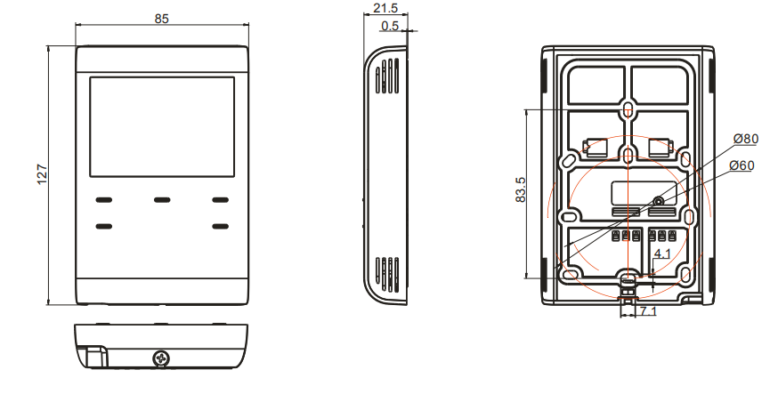 Размеры термостата Siemens RDE100.1