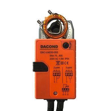 DAC-LM230-05S: Привод воздушной заслонки Dacond, 5 Н*м, 2/3 - точечное управление, 1 концевой выключатель, AC 230В