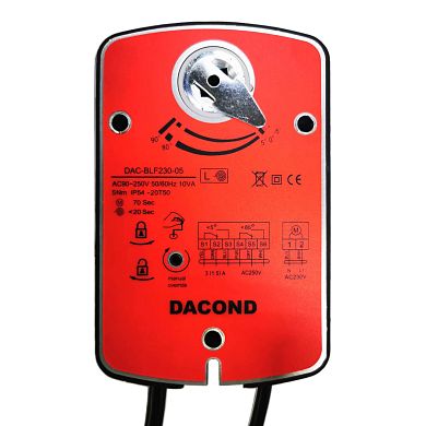 DAC-BLF24-10: Противопожарный приводвоздушой заслонки Dacond, 10 Н*м, ВКЛ/ВЫКЛ,  2 концевых выключателя, AC/DC 24В, с возвратной пружиной