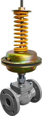 Регулятор давления прямого действия нормально открытый перепада давления УРРД-НО-РПД чугунный фланцевый Ду32 Ру16 kvy 16 150°C диапазон настройки 0,1 - 0,6 Мпа  Энерготехномаш